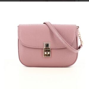 Pink Leather Crossbody  Flat Wallet Mini Bag